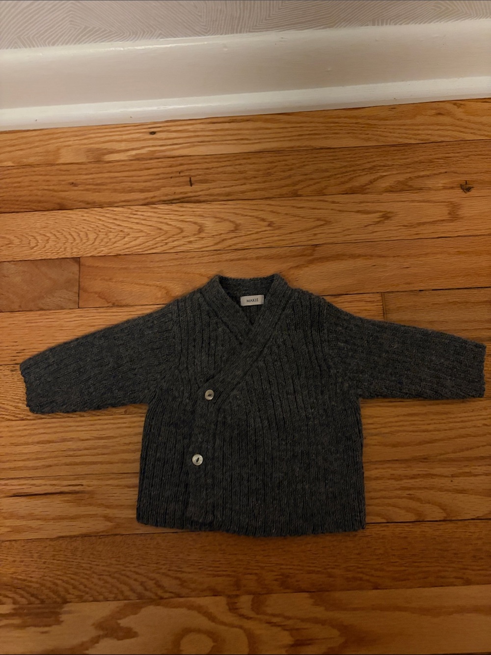 Makie Charcoal Gray Knit Wrap Cardigan